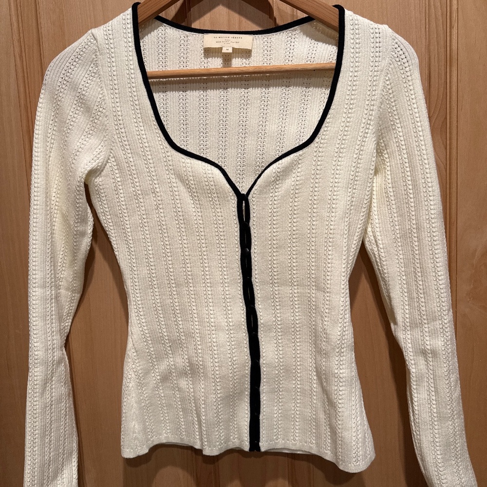 Sezane Alby Cardigan Ecru / Black - Size M